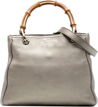 Gucci Pre-owned Gucci Small Calfskin Bamboo Shopper Satchel Ladies WBF46E869SYCQX3F