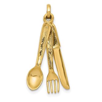 Diamond2Deal 14k Yellow Gold Knife, Fork Spoon Charm