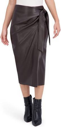 Ookie & Lala Supersoft Faux Leather Side Tie Midi Skirt in Brown at Nordstrom Rack, Size X-Small