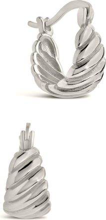 Sterling Forever Croissant Dome Hoop Earrings in Silver at Nordstrom Rack