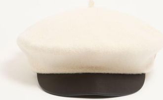 Valentino Garavani Berretto Valentino Garavani VLogo Signature In Lana Con Visiera In Pelle Donna AVORIO 55