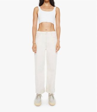 Mother The Spitfire Ankle Cuff Act Jeans In Natural