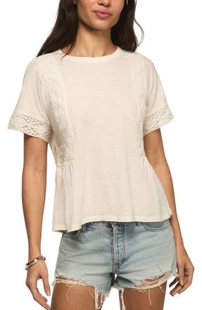 Lucky Brand Lace Trim Peplum T-Shirt in Whisper White at Nordstrom, Size X-Small