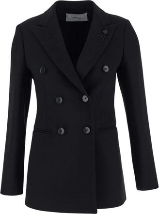 Lardini Double-Breasted Wollen Jas - Dames - Blazers - Zwart - L - Wol - Jassen