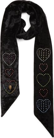 Kurt Geiger Heart Embellished Velvet Scarf in Black at Nordstrom