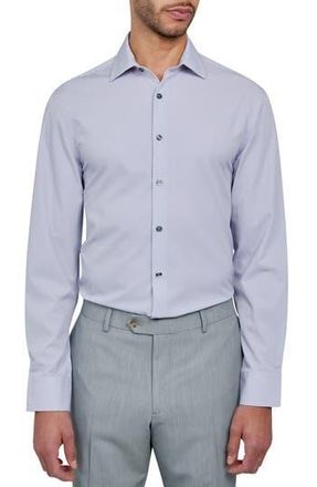 W.R.K Slim Fit Broken Stripe Print Recycled Performance Stretch Dress Shirt in White/Grey at Nordstrom Rack, Size 15.5