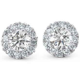 Pompeii3 7/8ct Halo Diamond Studs 14k White Gold