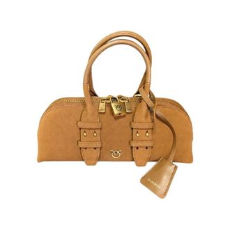 Pinko Pinko, Tassen, Dames, Bruin, ONE Size, Leer, Bowling Handtas