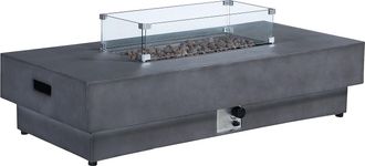 Vente-Unique Mesa brasero rectangular de gas en MGO gris - Cuadrado - SEROZA