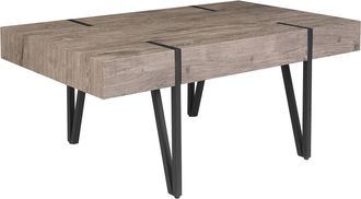 Beliani Mesa De Centro Tablero Madera Oscura Patas De Metal 100 X 60 Cm Estilo Moderno Adena