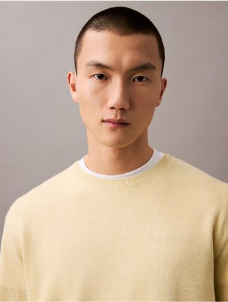 Calvin Klein Mens Linen Silk Blend Relaxed Sweater - Yellow - 2XL
