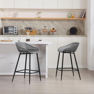 Woltu Woltu - 2x Bar Stools Breakfast Counter Chairs Bar Chairs Modern Stools for Kitchen Home Bar, Grey