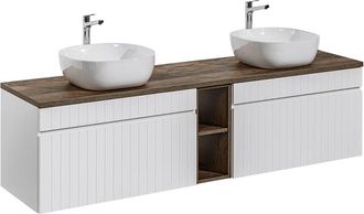 Petits Meubles Mueble lavabo doble 180cm 2 nichos tableros laminados blanco