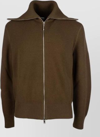 Bottega Veneta knit jacket ribbed collar cuffs hem