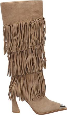 Alma En Pena Laars met franjes - Dames - Cowboylaarzen - Beige - 35 EU - Leer - Schoenen
