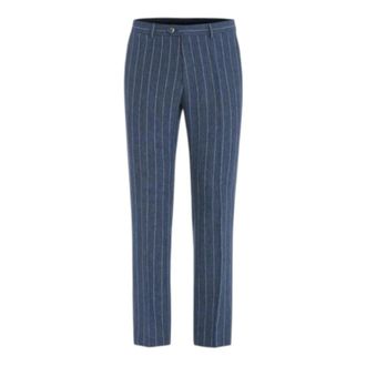 Oscar Jacobson Suit Trousers, male, Blue, Size: 2XL Dandy Linen Trousers