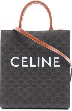 Celine Cabas Black Brown Coated Canvas Tote Bag (Pre-Owned)
