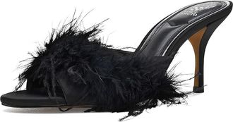 Vince Camuto Paelly Feather High Heel Mule Sandals Womens Sandals Black : 8.5 M, Synthetic