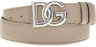 Dolce & Gabbana Mens Belt Taupe Calf Leather