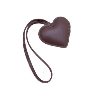 Generic PU Leather Heart-Shaped Bag Pendant Keychain, Car Key Ring Small and Charming Accessory Bag Ornament(Brown)