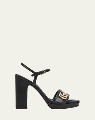 Gucci 95mm GG Marmont Leather Platform Sandals