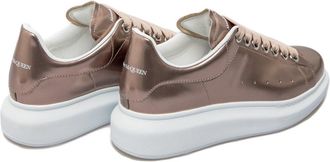 Alexander McQueen Womens Oversized Lace-Up Sneaker Beige Leather Rubber Sole