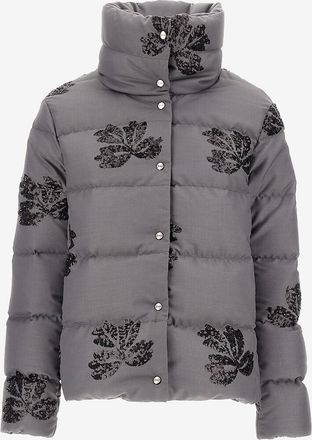 Herno Flanell-Daunenjacke mit floralen Paillettenstickereien