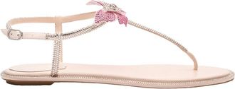 Rene Caovilla Pink T-Strap Sandals