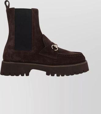 Gucci chunky sole suede bootie and hardware
