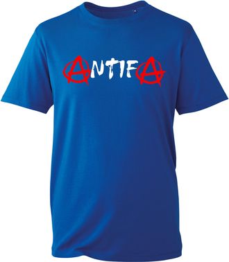 Generic Anti-Fascist Political Movement T-Shirt, Antifa Anarchy Logo Graphic Tee, Anti-Racist Protest Support Activist Top UK (Royal, L Years)