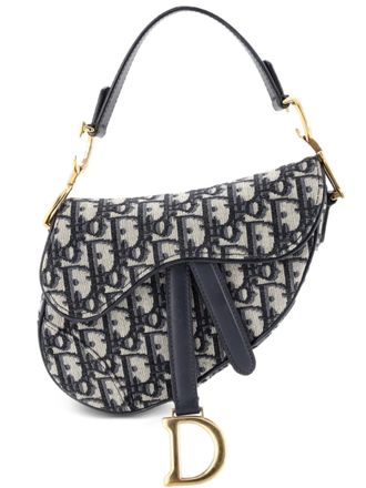 Dior Saddle Handbag Oblique Canvas Mini shoulder bag - women - Canvas - One Size - Blue