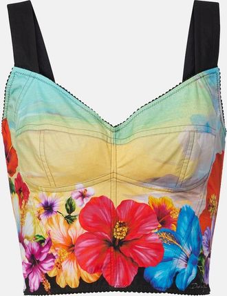Dolce & Gabbana Printed cotton-blend bustier