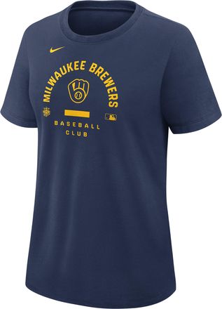 Nike Milwaukee Brewers Authentic Collection Early Work Nike Womens Dri-FIT MLB T-Shirt in Blue | 03N844BMZB-HXK
