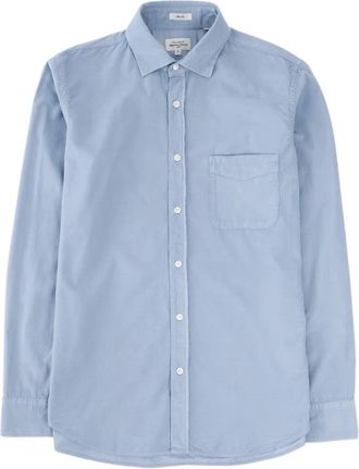 Hartford Casual Shirts, male, Blue, Size: 2XL Babycord Corduroy Shirt