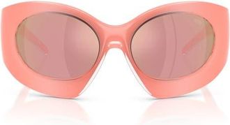 Diesel 56mm Mirrored Cat Eye Sunglasses in Cristal Varnish Peach /Pink at Nordstrom