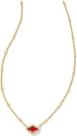 Kendra Scott Mini Abbie Satellite Short Pendant Womens Necklace Womens Necklace Gold Cranberry Illsuion, Brass/Pearl