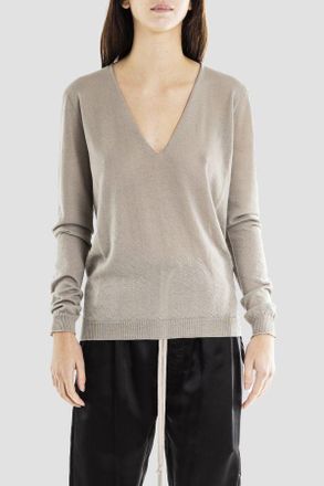 Rick Owens Womens V-Neck Knit Sweater Gray