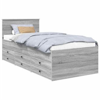 vidaXL Sof&aacute; Cama Sonoma Gris Y Negro 75 X 190 Cm Madera De Ingenier&iacute;a Vidaxl