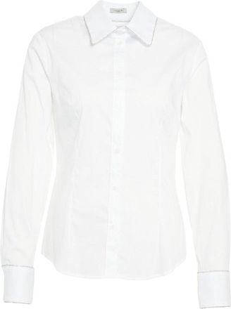 Himon's Crystal-Embellished Classic White Blouse