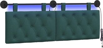 vidaXL Cabecero Colgante Con Luz Led Verde Oscuro Tela Vidaxl