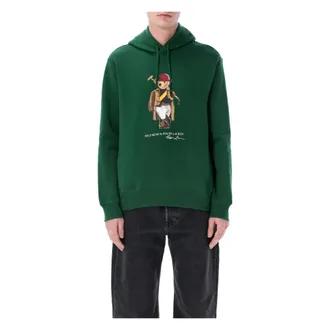 Polo Ralph Lauren Hoodies, male, Green, Size: L Bear Crewneck