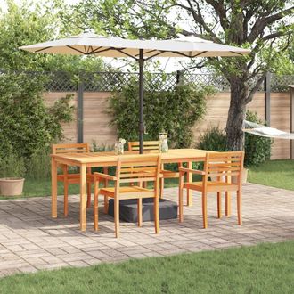 Berkfield Home 7 Piece Garden Dining Set Solid Wood Acacia in Brown