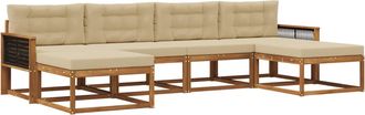 vidaXL Conjunto De Sof&aacute;s De Exterior 6 Uds. Natural Y Beige Vidaxl