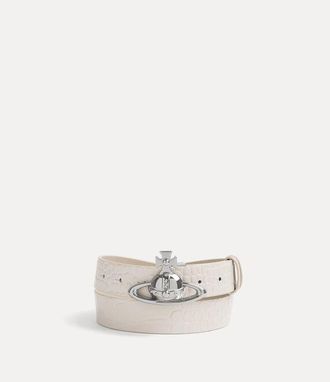 Vivienne Westwood Orb Buckle Belt Emboss Croc Leather Pearl-white S/m Unisex
