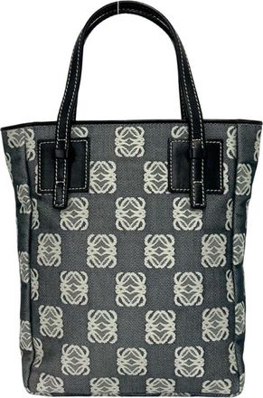 Loewe Black Gray Canvas Leather Handbag Tote Bag (Pre-Owned)