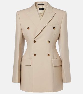 Wardrobe.NYC Blazer cruzado de lana con peplum