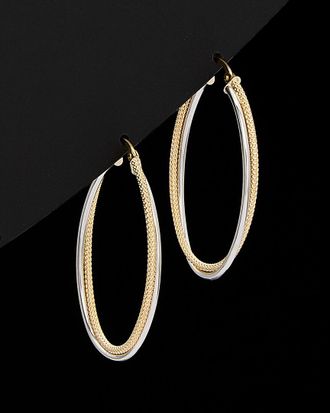Italian Gold, Inc 18K Italian Gold Two-Tone Oval Hoop Earrings