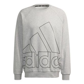adidas Mens adidas Big Lo Swt Ft Logo Printing Casual Sports Round Neck Light Grey HB5087