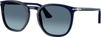 Persol Po 3316S Ronde Zonnebrillen - Heren - Zonnebrillen - Blauw - 54 MM - Accessoires