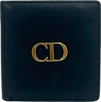 Dior Navy Leather Wallet (Bi-Fold) (Pre-Owned)